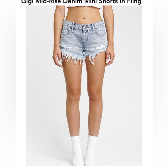 PERFECT CONDITION Pistola Gigi Mid Rise Denim Mini Shorts in Medium Blue size 31 - Picture 3 of 9